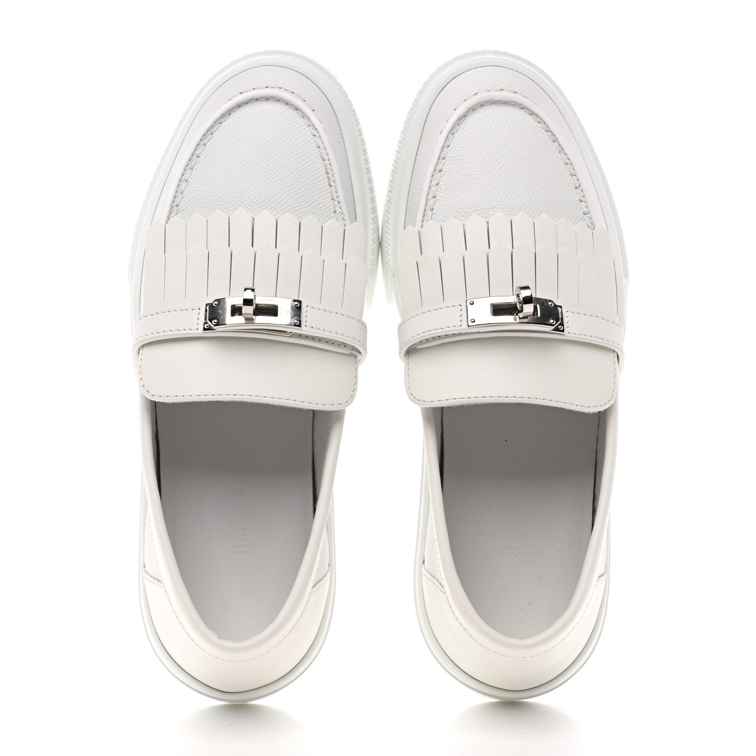 EPSOM CALFSKIN GAME SLIP ON FRINGE SNEAKERS WHITE