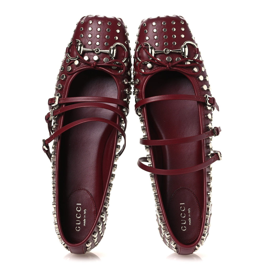 NAPPA CARMAQUE STUDDED HORSEBIT BALLET FLATS ROSSO ANCORA