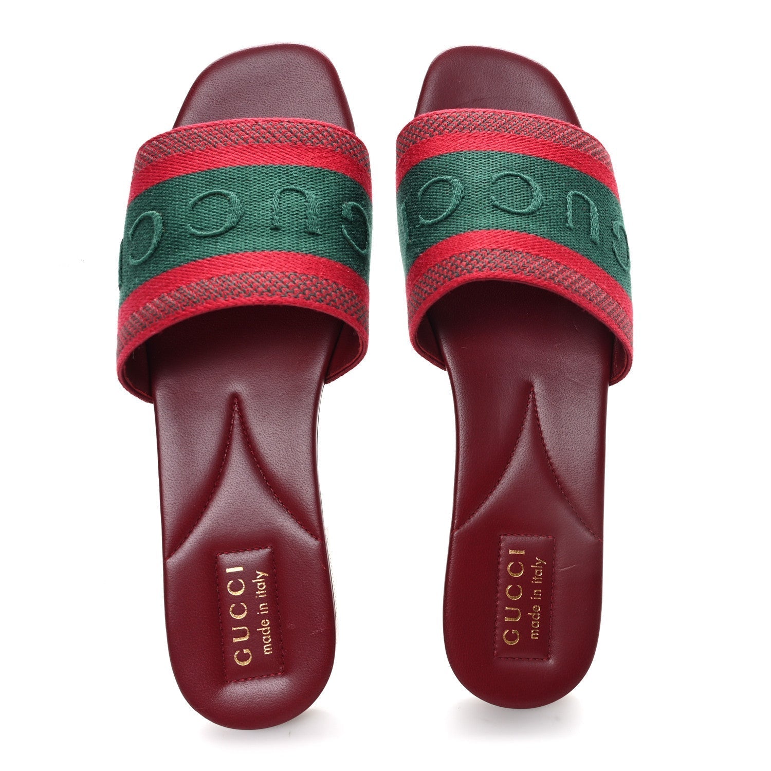CANVAS WEB WOMENS SLIDE SANDALS RED BORDEAUX