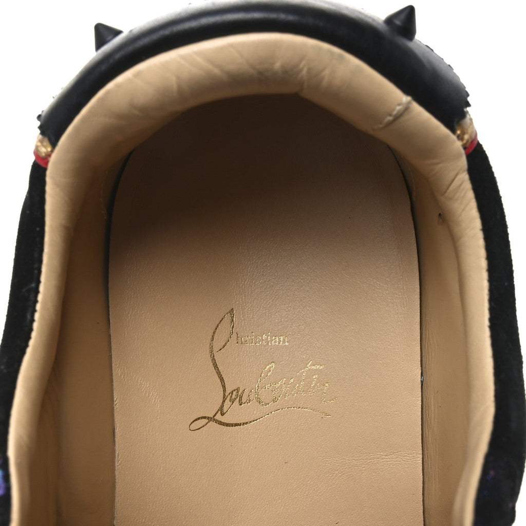 SUEDE MESH CALFSKIN LOUBISHARK SNEAKERS BLACK MULTICOLOR