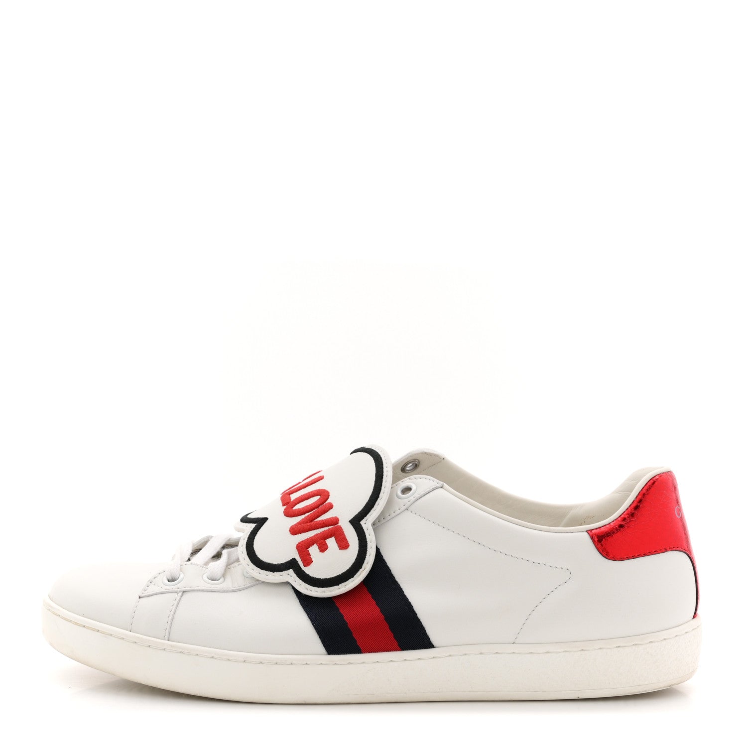 CALFSKIN AYERS WEB BLIND FOR LOVE EMBROIDERED WOMENS ACE SNEAKERS WHITE