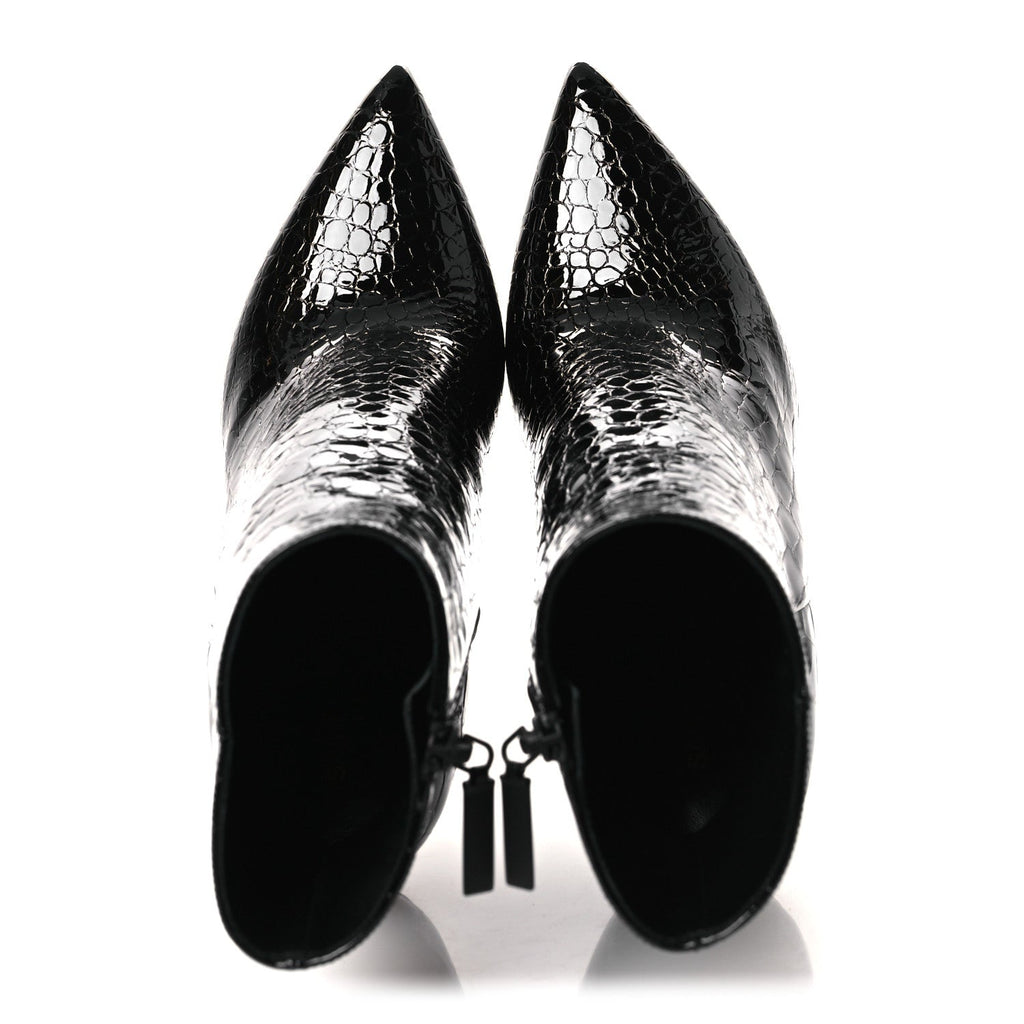 ALLIGATOR EMBOSSED PATENT CALFSKIN OPYUM 110 ANKLE BOOTS BLACK