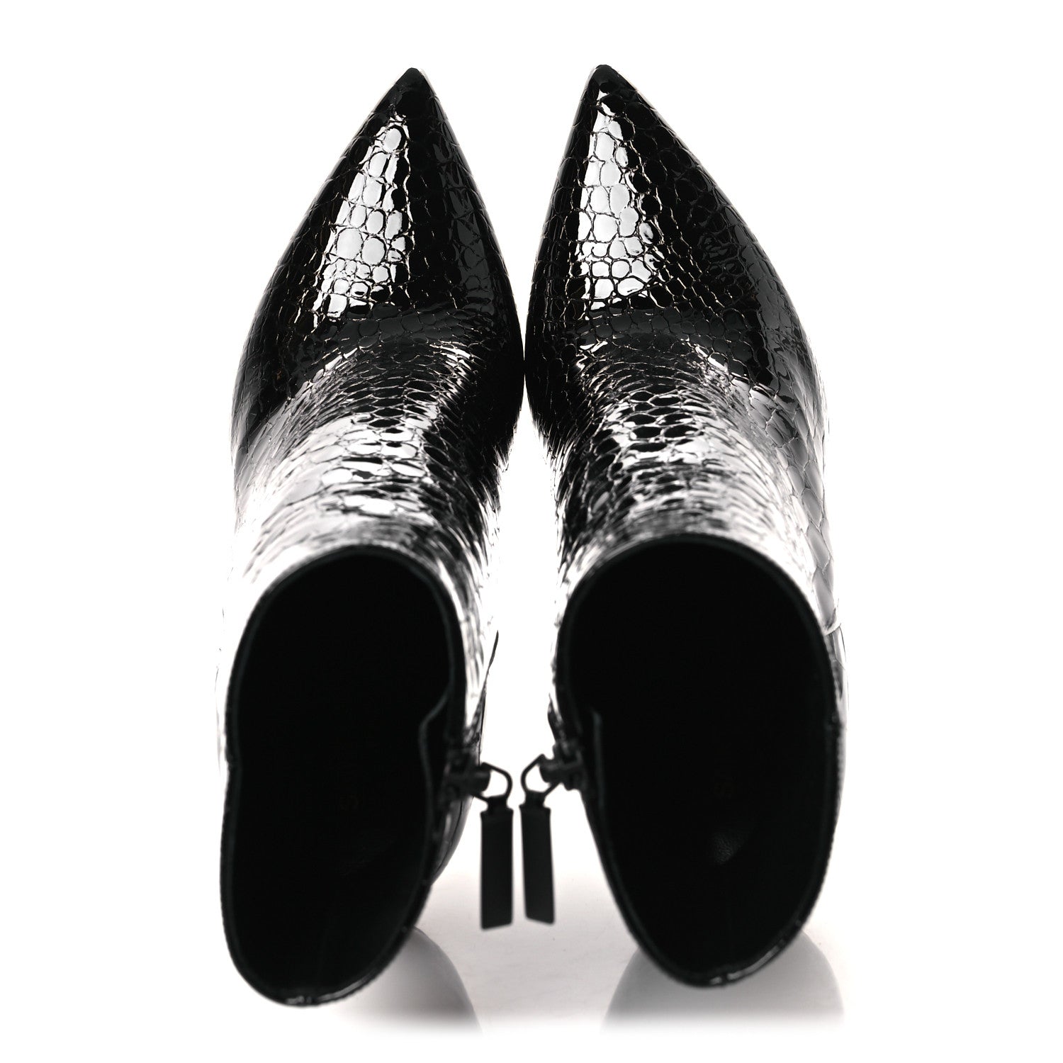 ALLIGATOR EMBOSSED PATENT CALFSKIN OPYUM 110 ANKLE BOOTS BLACK
