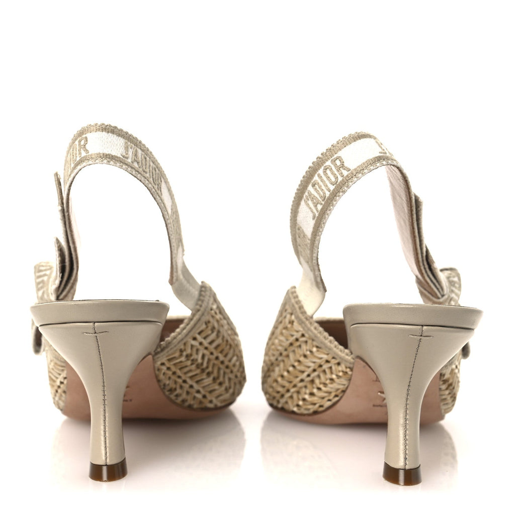 RAFFIA EMBROIDERED J'ADIOR SLINGBACK 65MM PUMPS TAUPE