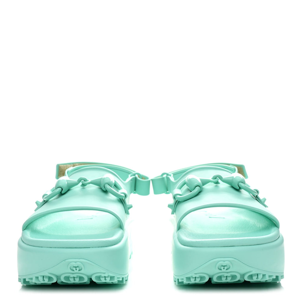 SOFT RUBBER HORSEBIT WOMENS SLINGBACK SANDALS TEAL CYAN