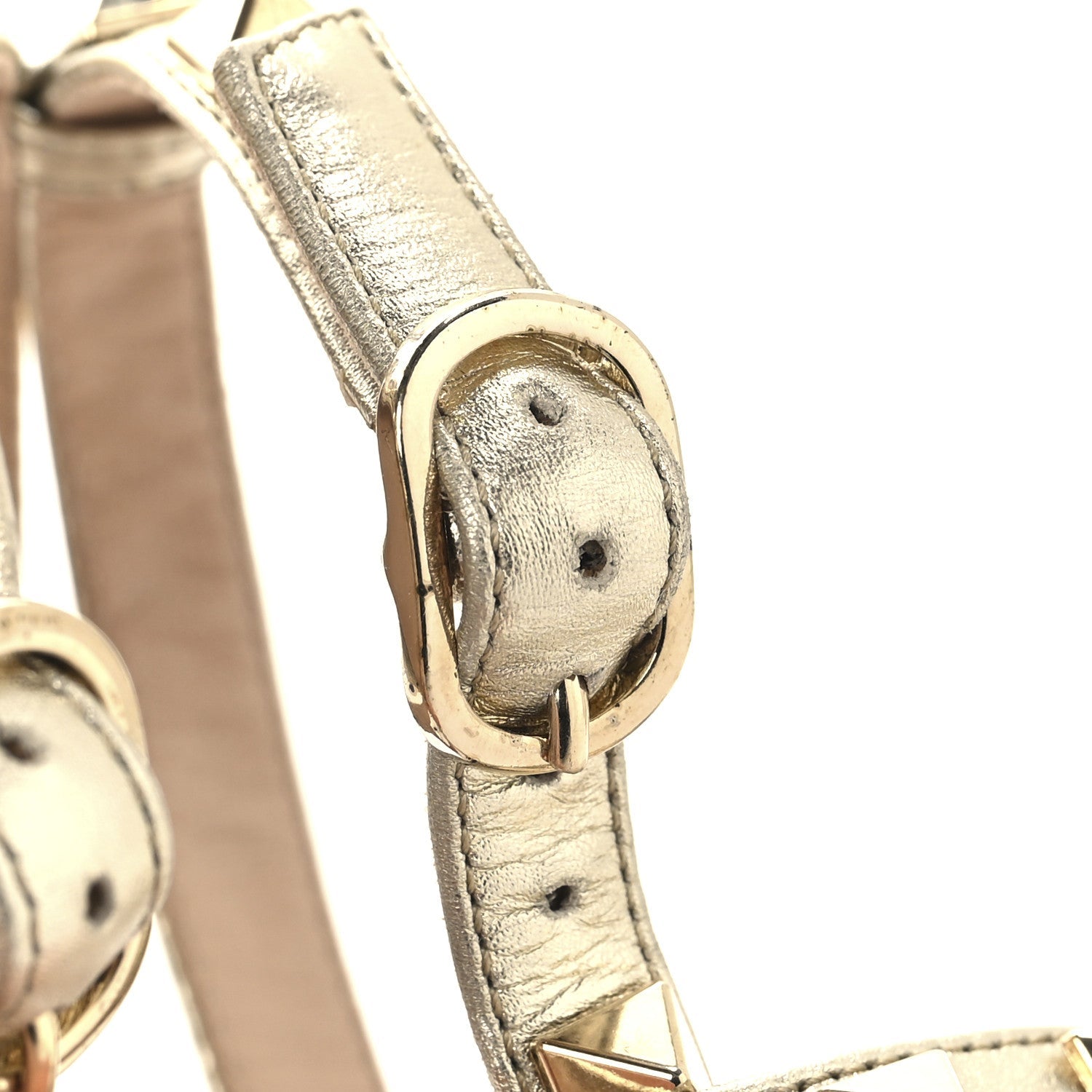 METALLIC NAPPA ROCKSTUD ANKLE STRAP 65MM PUMPS GOLD