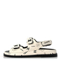 LAMBSKIN PRINTED CC VELCRO DAD SANDALS WHITE BLACK