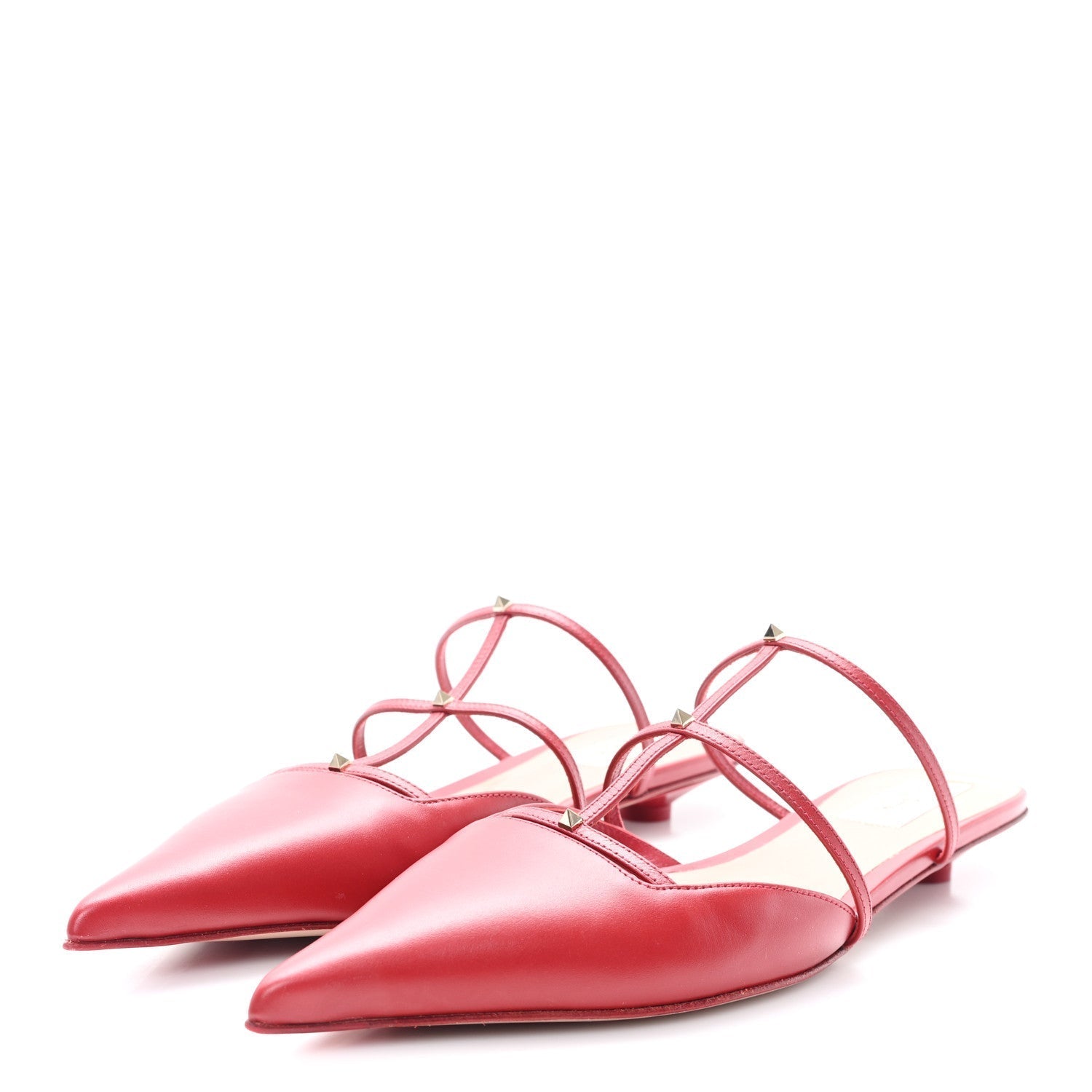 CALFSKIN ROCKSTUD WISPY MULES RED