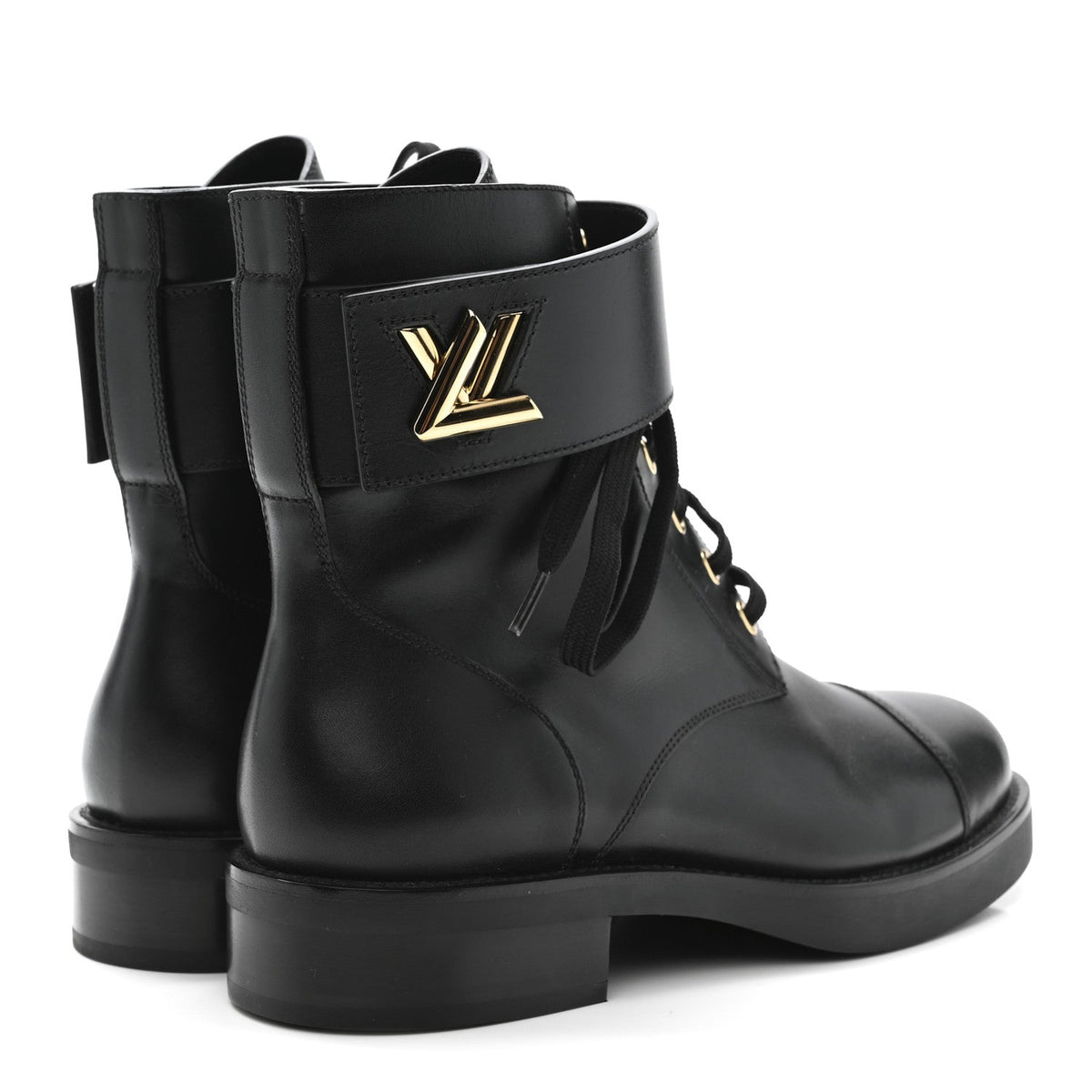 LOUIS VUITTON CALFSKIN WONDERLAND FLAT RANGER BOOTS BLACK