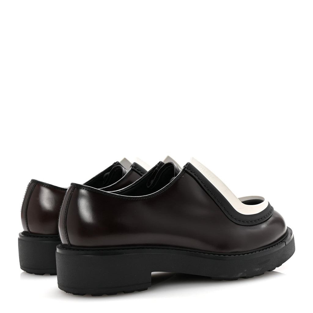 SPAZZOLATO ROIS MONOLITH 55MM DERBY LOAFERS DARK BROWN BLACK