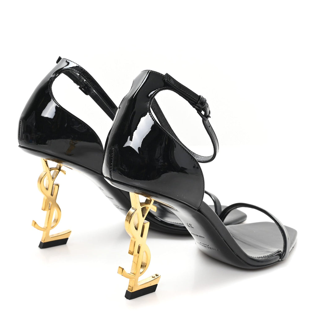 PATENT CALFSKIN OPYUM 85 SANDALS BLACK GOLD