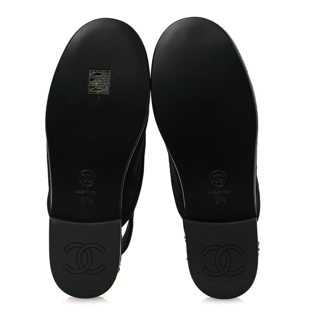 SUEDE CALFSKIN CC SLINGBACK LOAFERS BLACK