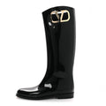 RUBBER VLOGO KNEE HIGH RAIN BOOTS BLACK