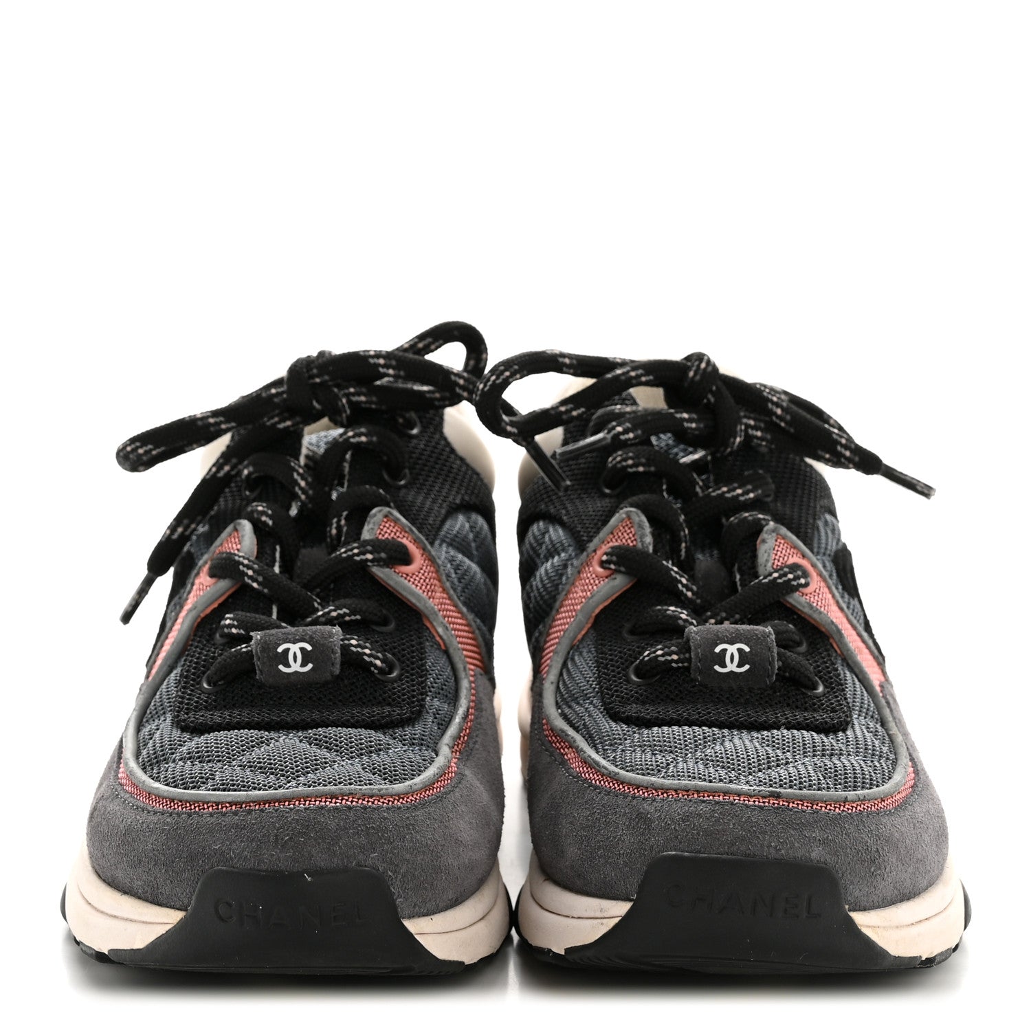 FABRIC CALFSKIN SUEDE WOMENS CC SNEAKERS GREY PINK