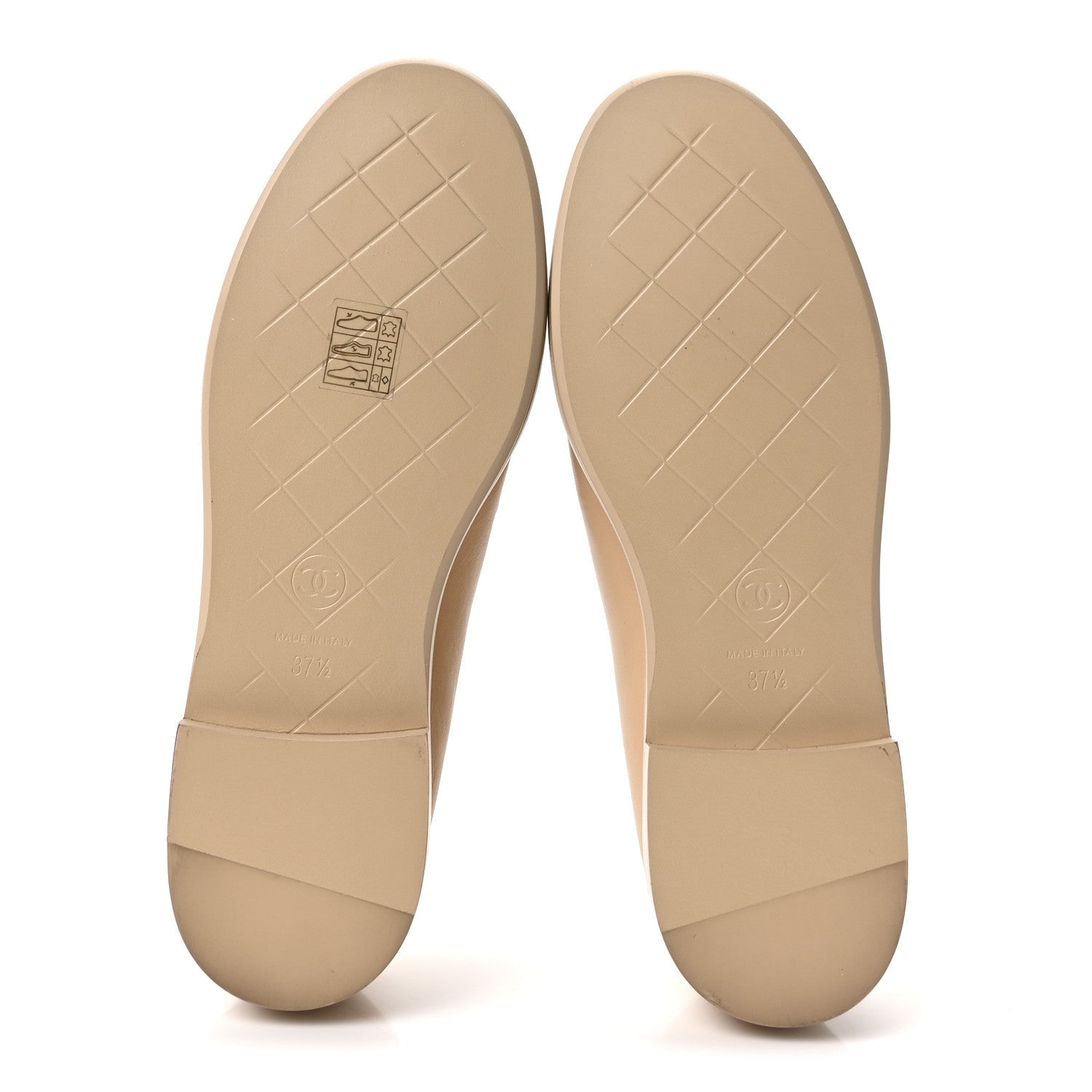 LAMBSKIN QUILTED CC TURNLOCK LOAFERS BEIGE