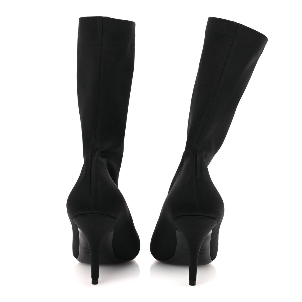 JERSEY CREPE EXTREME POINTED TOE KNIFE BOOTIES BLACK