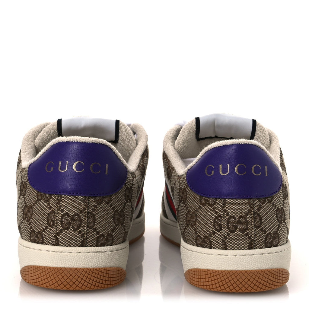 CALFSKIN LAME GG MONOGRAM WEB MENS SCREENER SNEAKERS