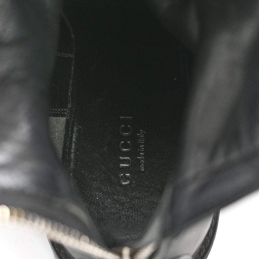 GUCCISSIMA CALFSKIN MIRO SOFT KNEE HIGH RIDING BOOTS BLACK