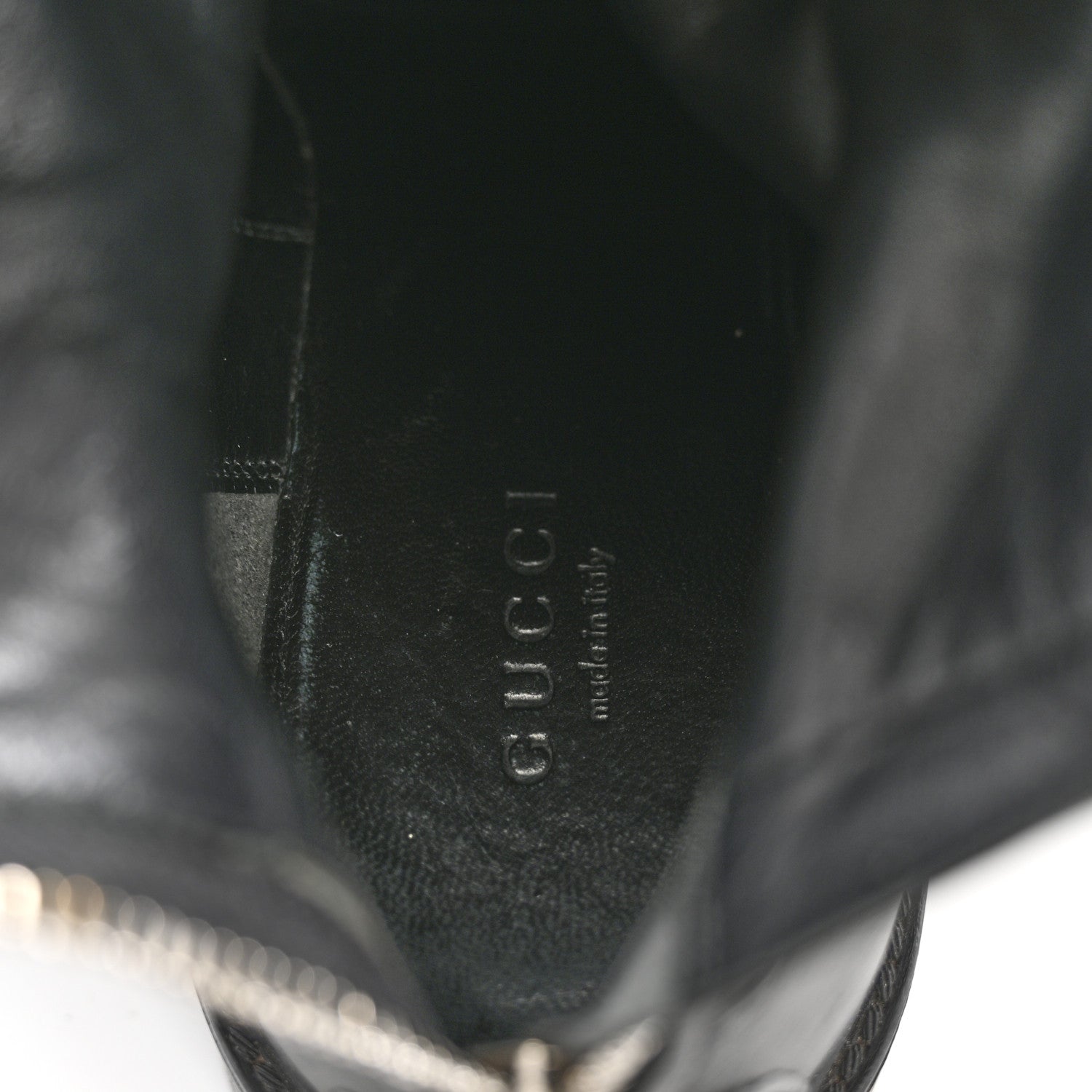 GUCCISSIMA CALFSKIN MIRO SOFT KNEE HIGH RIDING BOOTS BLACK