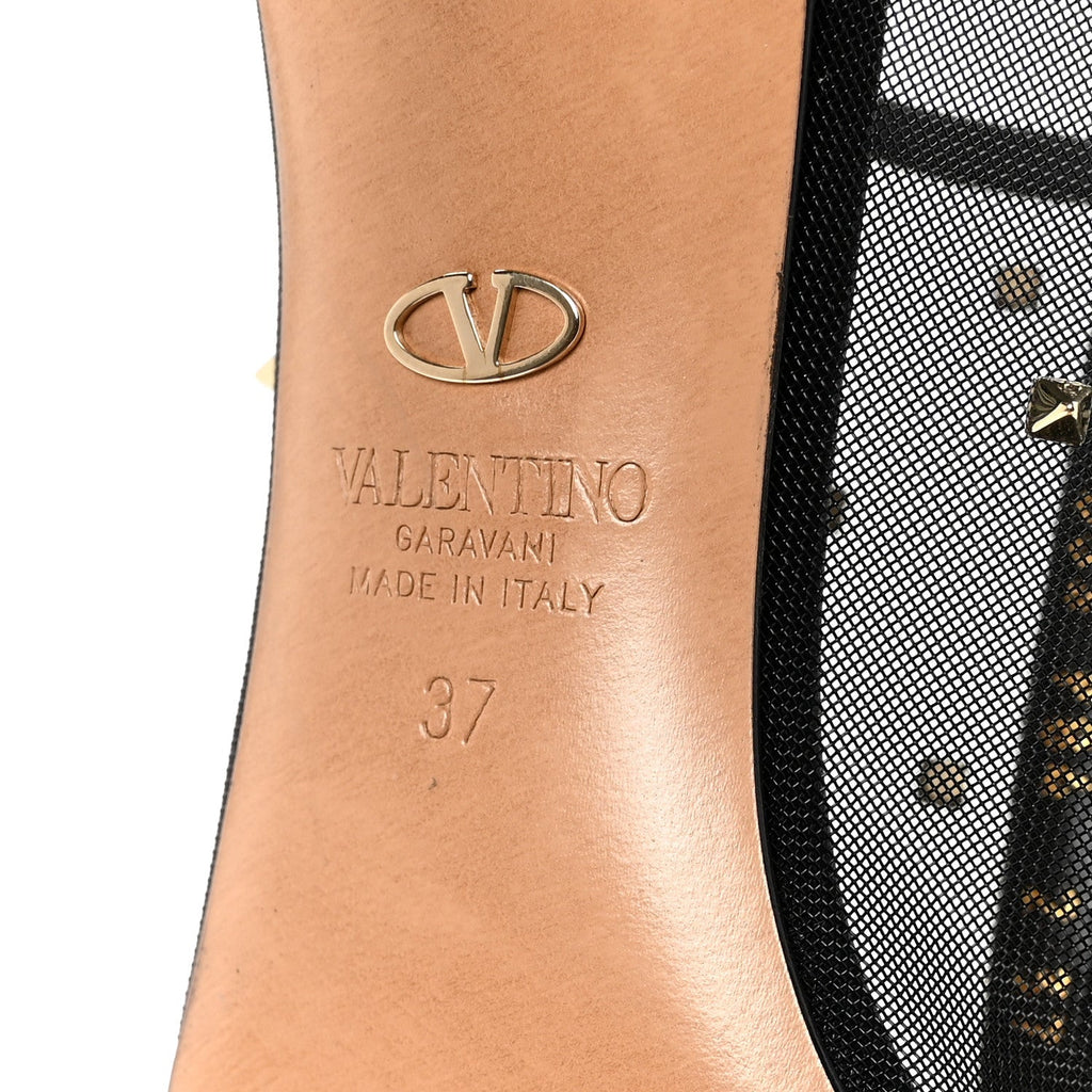 CALFSKIN MESH ROCKSTUD MULE BLACK