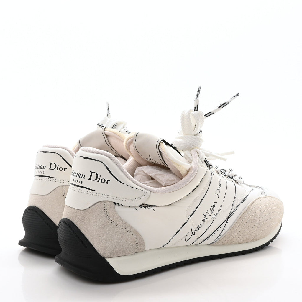 CALFSKIN NYLON WOMENS D-SKETCH SNEAKERS WHITE