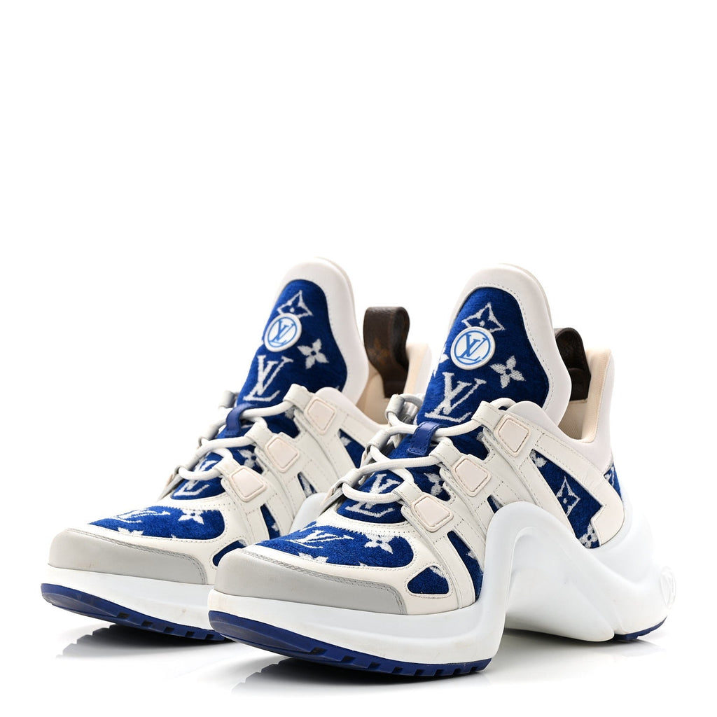 JACQUARD VELVET MONOGRAM LV ARCHLIGHT SNEAKERS WHITE BLUE