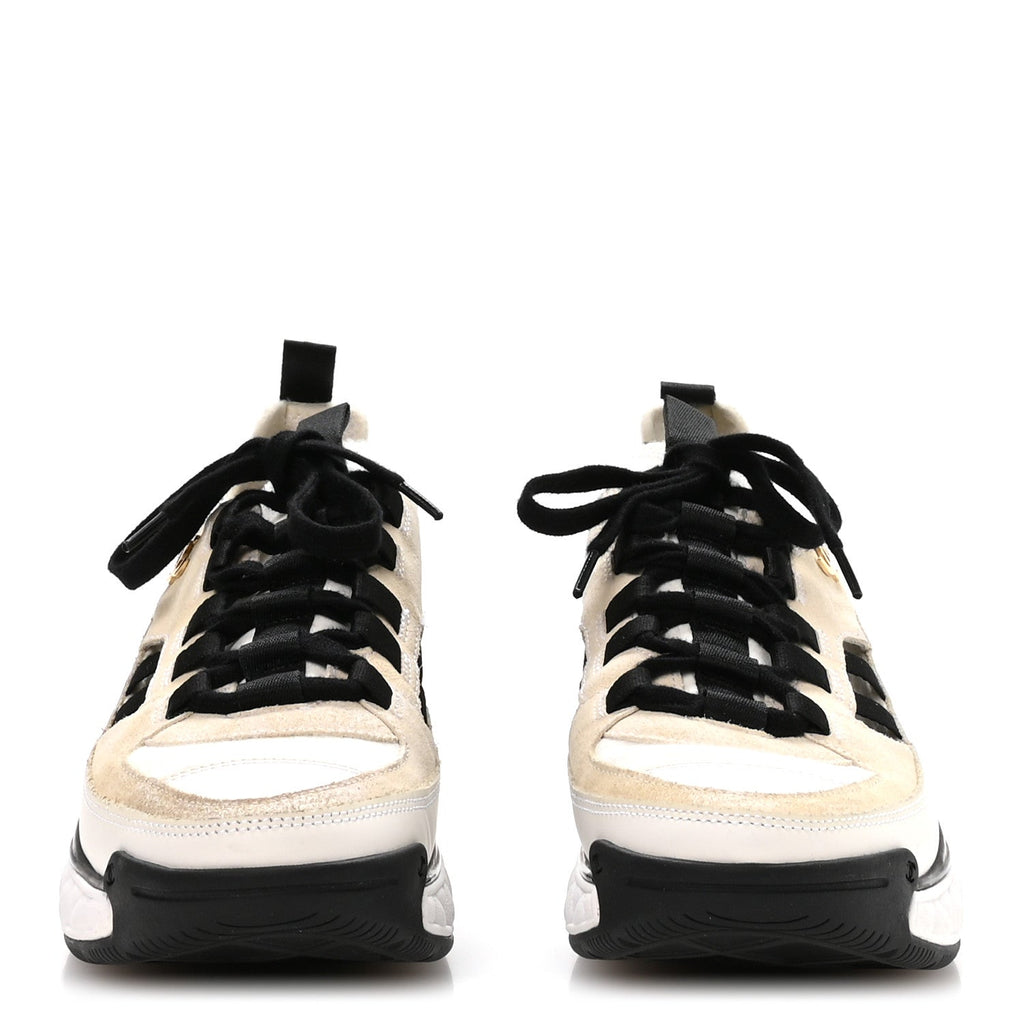 FABRIC CALFSKIN SUEDE CC SNEAKERS IVORY BLACK