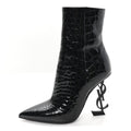 ALLIGATOR EMBOSSED PATENT CALFSKIN OPYUM 110 ANKLE BOOTS BLACK