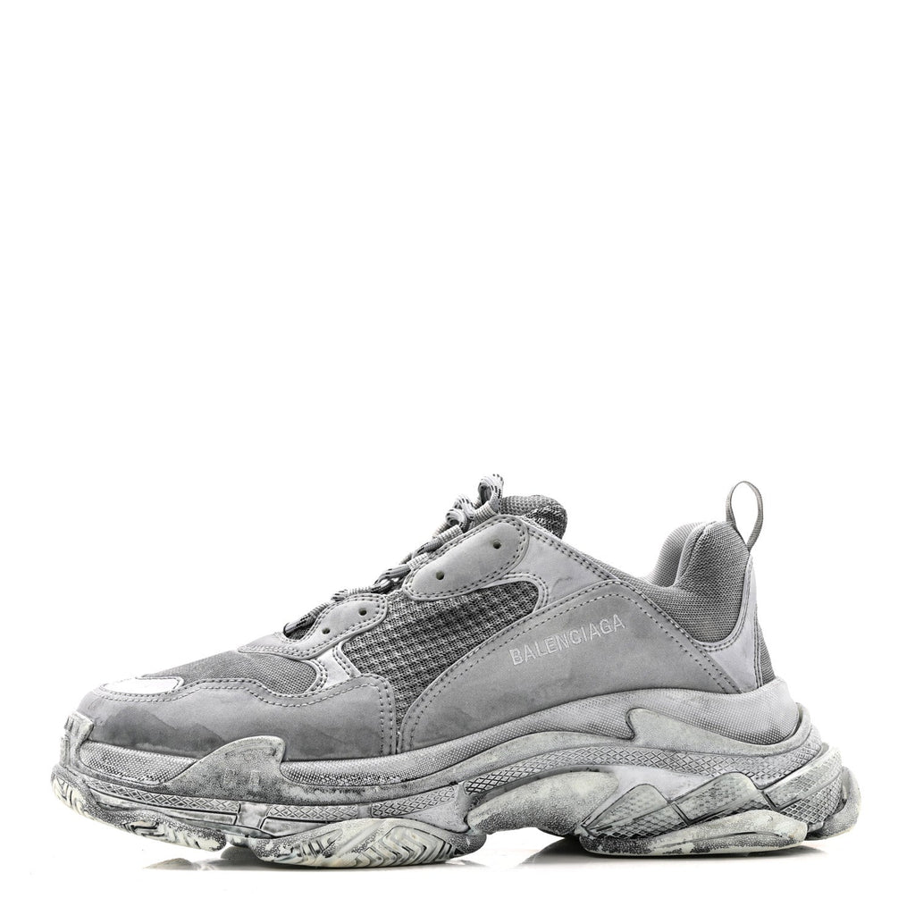 FABRIC MESH DYED MENS TRIPLE S SNEAKERS GREY