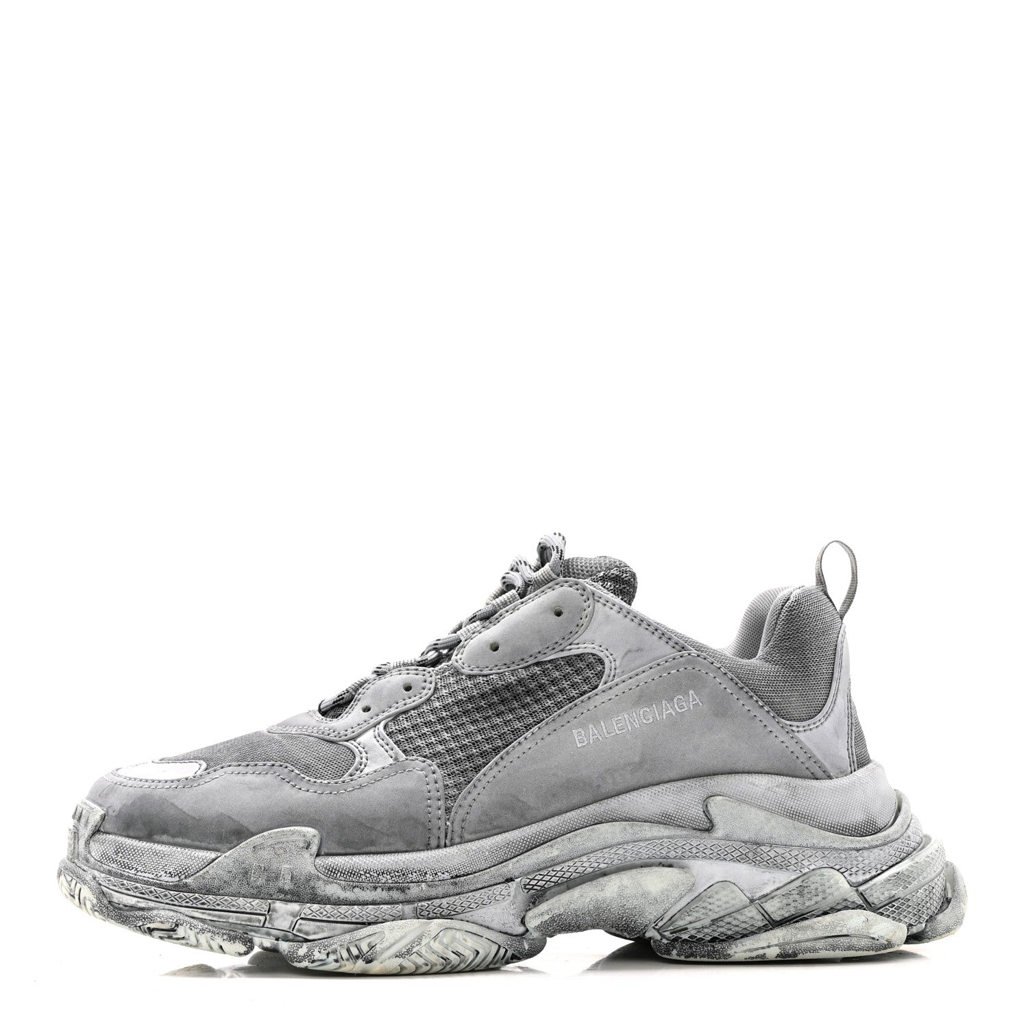 FABRIC MESH DYED MENS TRIPLE S SNEAKERS GREY
