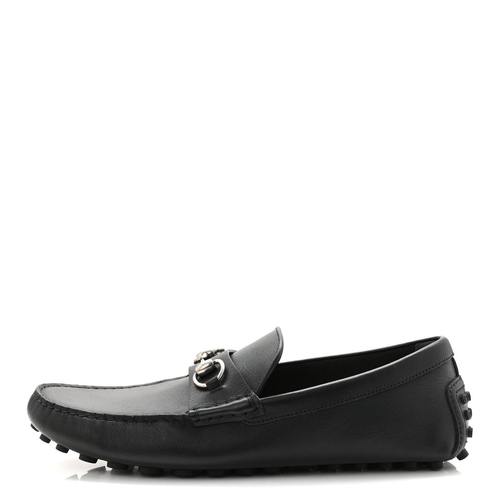SOFT CLOVE CALFSKIN MENS HORSEBIT DRIVER LOAFERS BLACK
