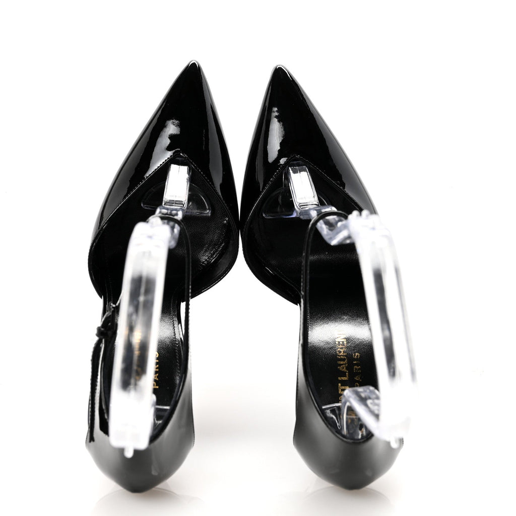 PATENT ANJA 105 ANKLE STRAP POINTED PUMPS BLACK