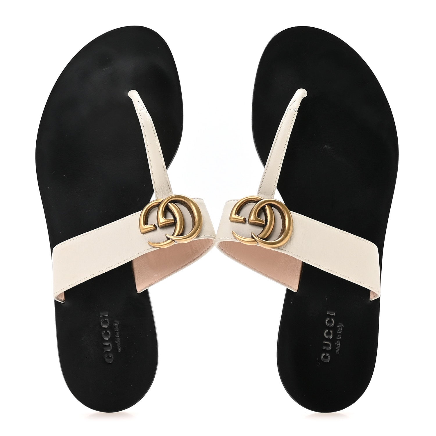 CALFSKIN GG MARMONT THONG SANDALS MYSTIC WHITE