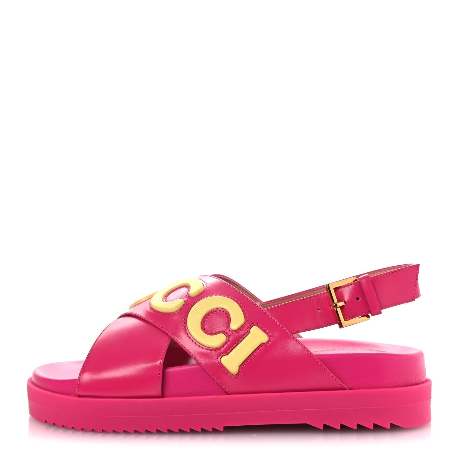 CALFSKIN ELIZABETH NAPPA CHARLOTTE LOGO SLINGBACK SANDALS FANCY FUCHSIA