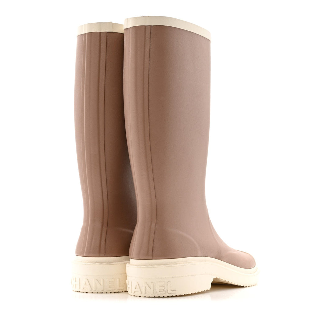 CAOUTCHOUK CC HIGH BOOTS BEIGE WHITE