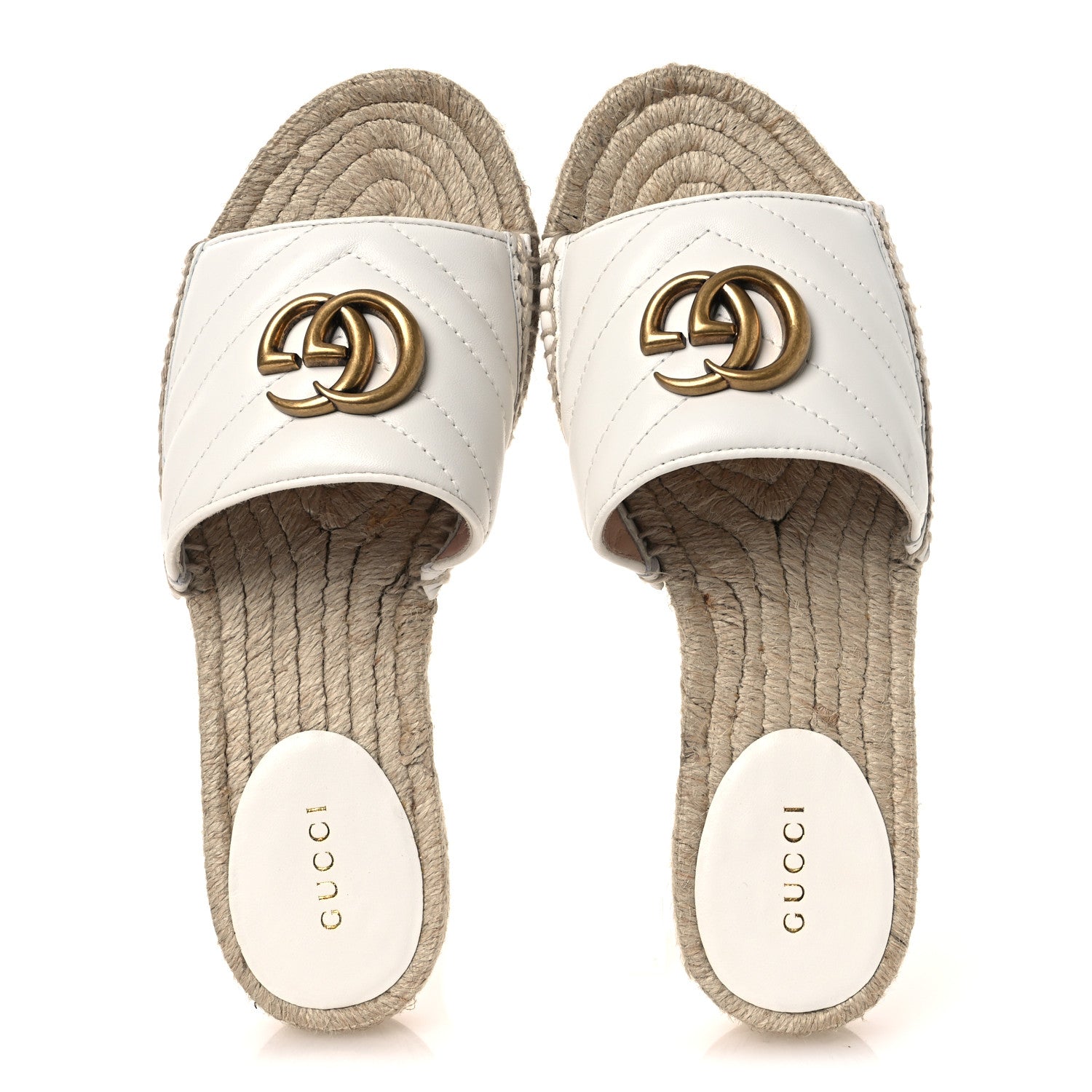 NAPPA MATELASSE GG MARMONT ESPADRILLE SLIDE SANDALS GREAT WHITE