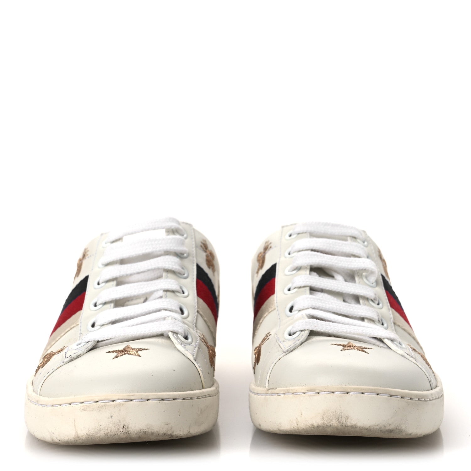 CALFSKIN BEE STAR EMBROIDERED SYLVIE WEB ACE SNEAKERS WHITE