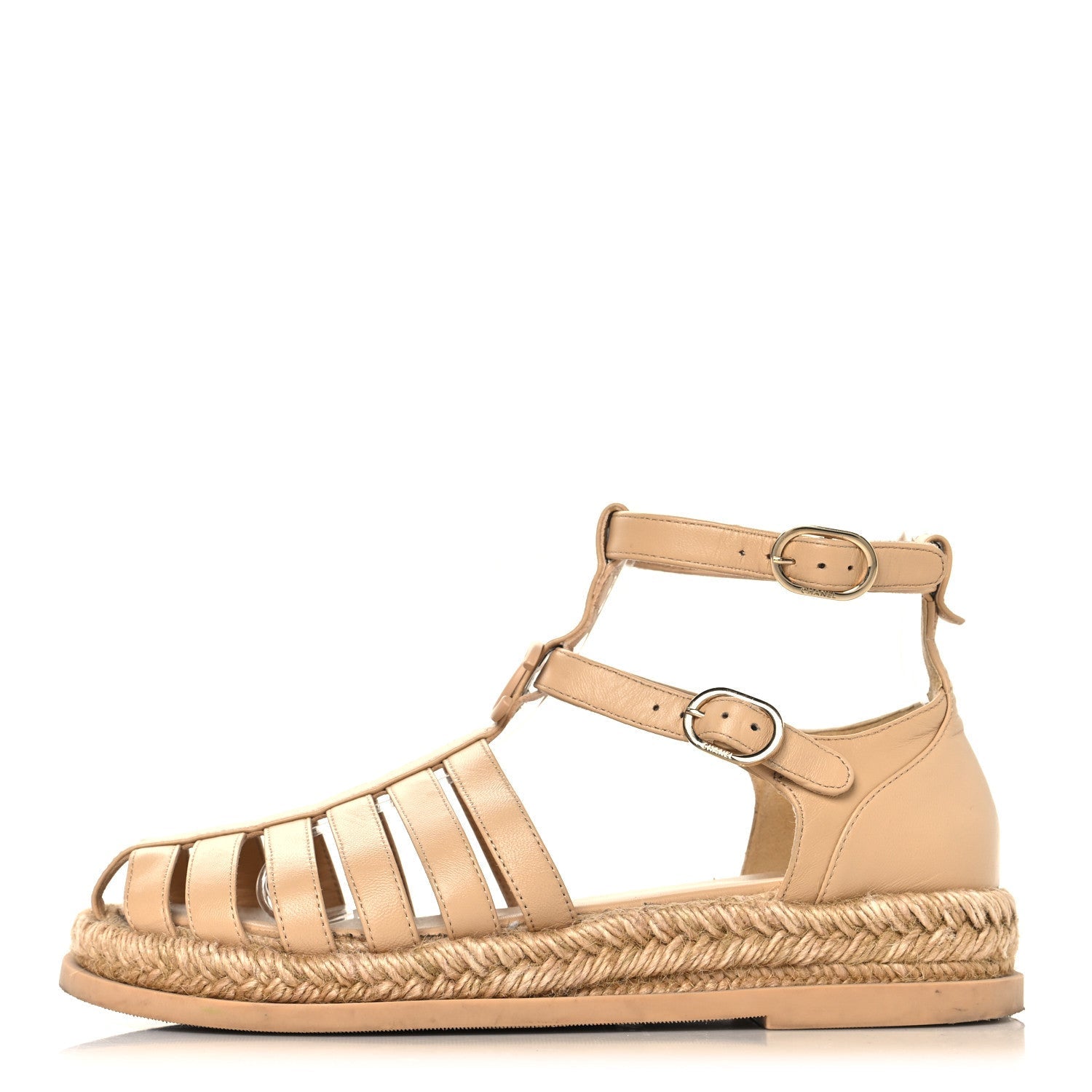 LAMBSKIN ESPADRILLE SANDALS BEIGE