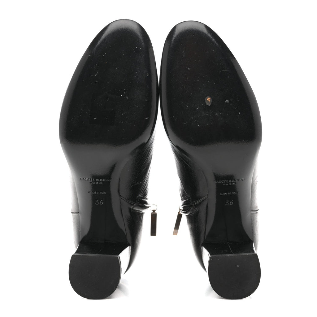 CALFSKIN LOULOU 70 UNIFORM ANKLE BOOTS BLACK