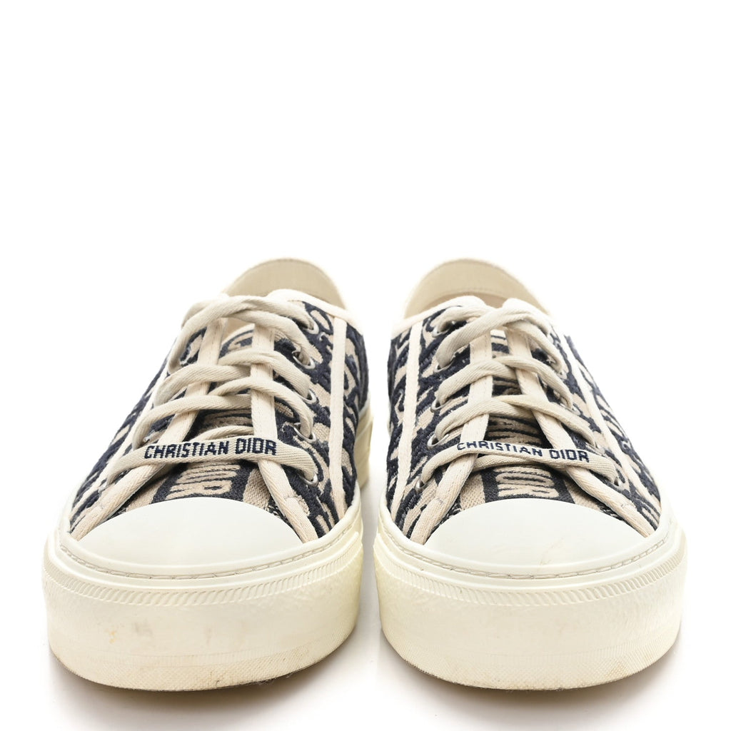 CANVAS OBLIQUE WALK'N'DIOR LOW TOP SNEAKERS DEEP BLUE