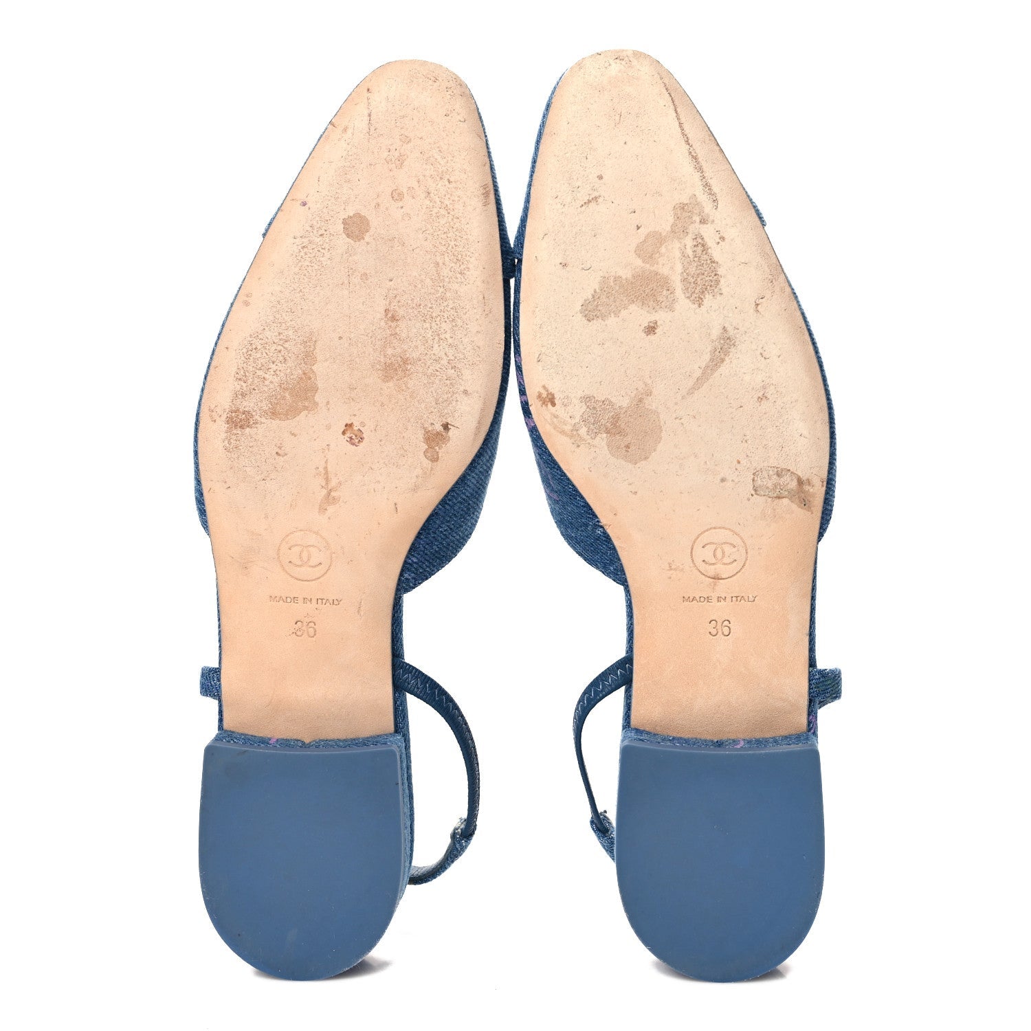 DENIM PRINTED DENIM MOOD CAP TOE CC SLINGBACK FLATS LIGHT BLUE MULTICOLOR