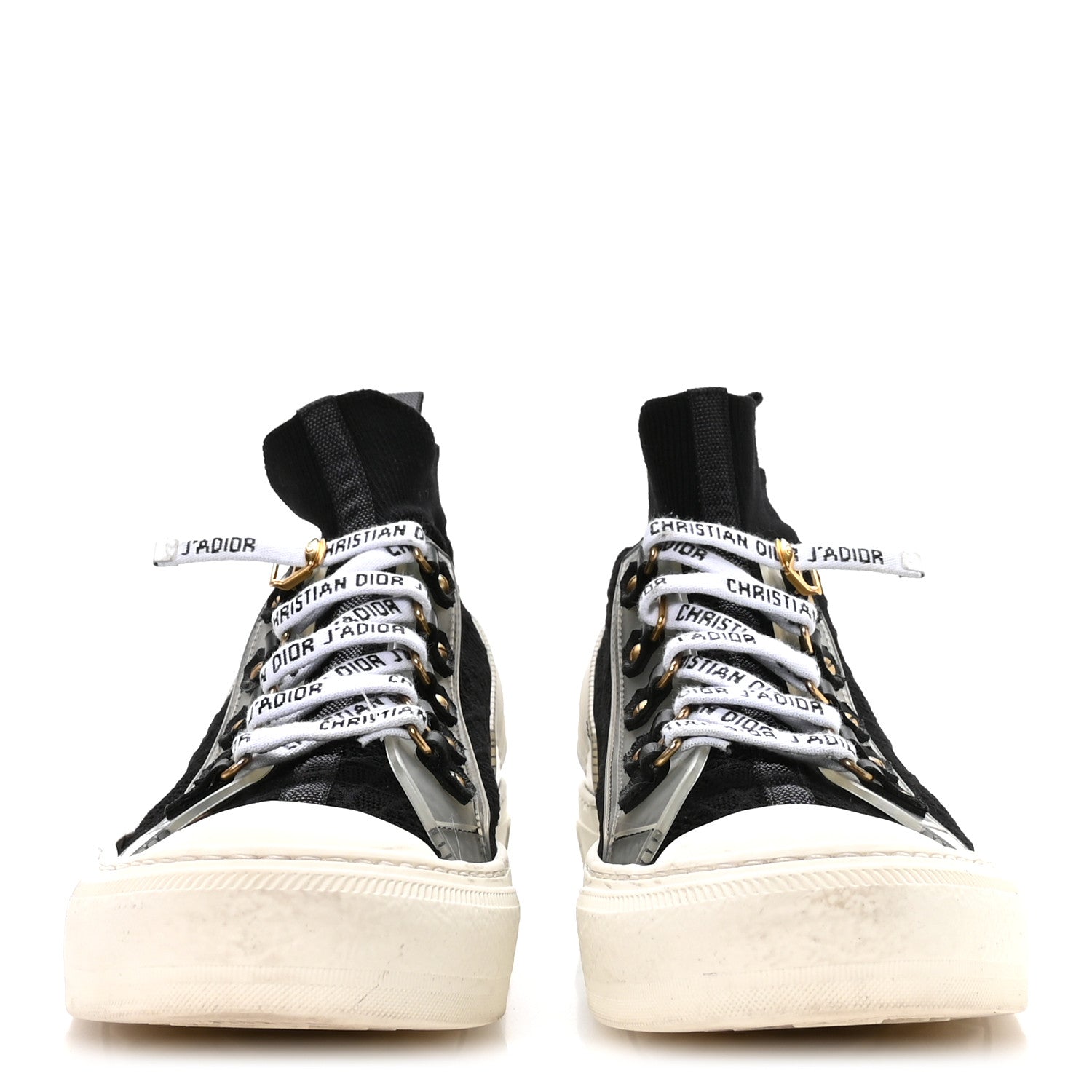 TECHNICAL KNIT CANNAGE WOMENS WALK'N'DIOR HIGH TOP SNEAKERS BLACK