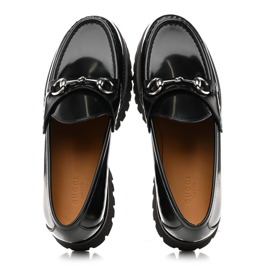 CORDOVAN LUX WOMENS HORSEBIT 45MM PLATFORM LOAFERS BLACK