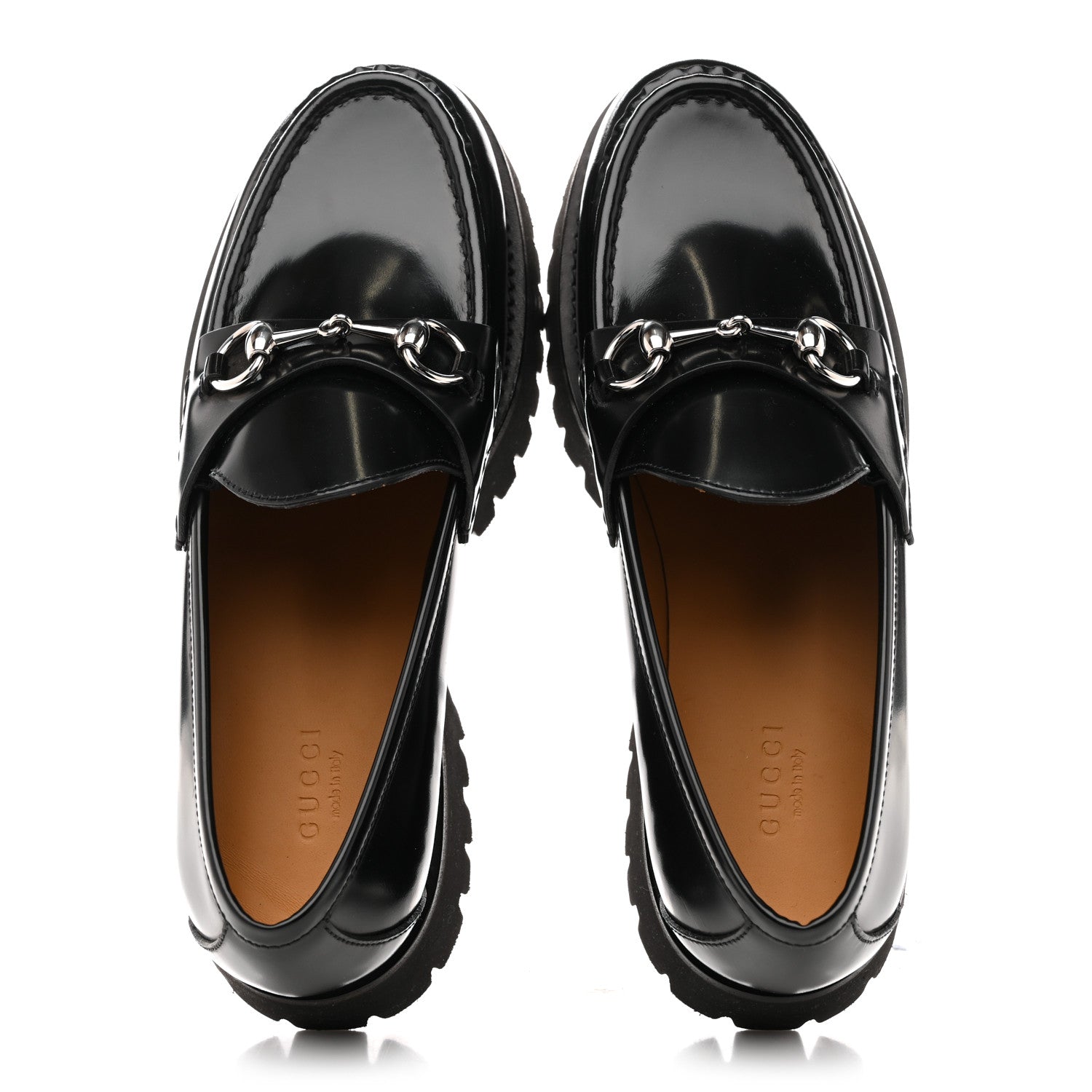 CORDOVAN LUX WOMENS HORSEBIT 45MM PLATFORM LOAFERS BLACK
