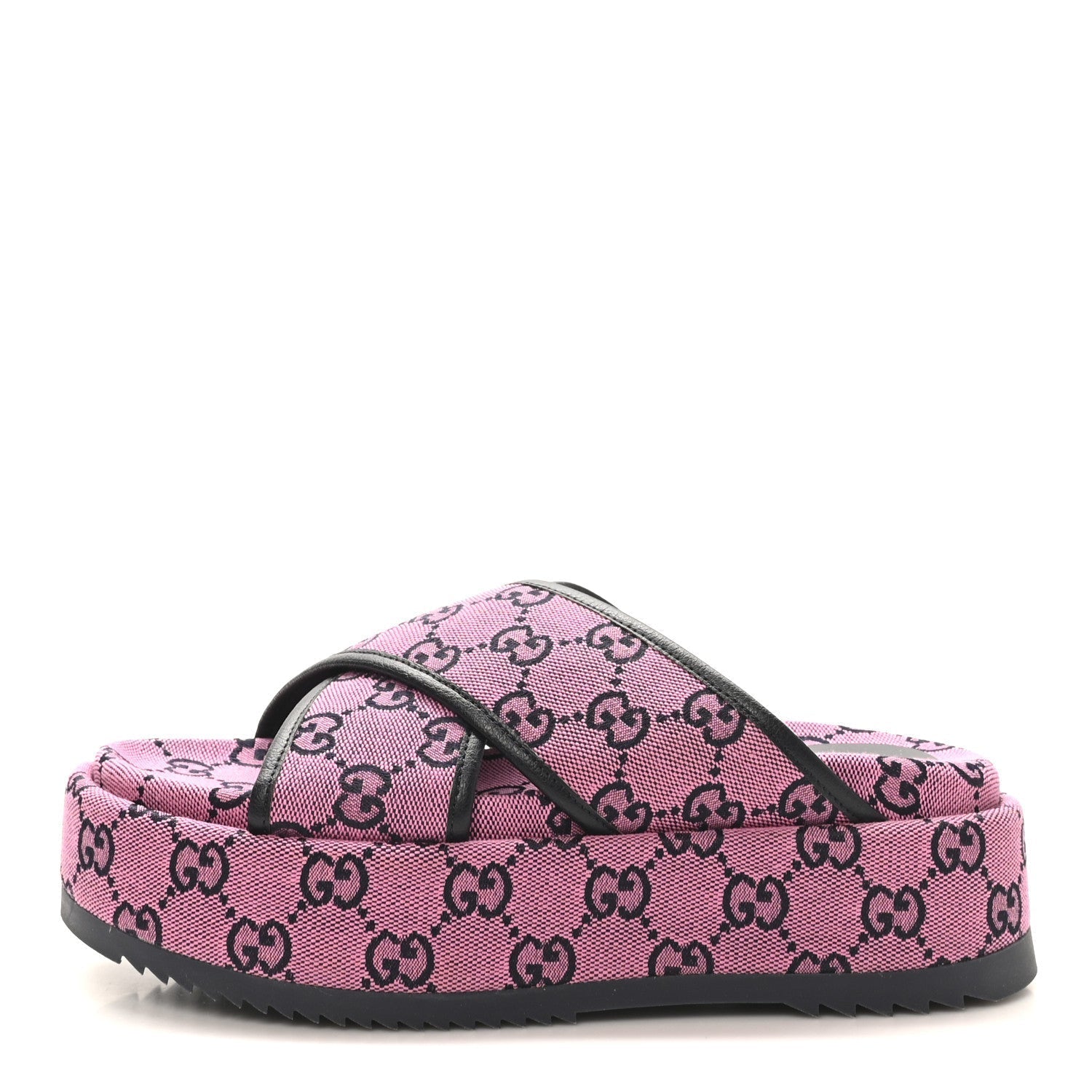 MONOGRAM MULTICOLOR CRISS CROSS PLATFORM SLIDE SANDALS PINK BLUE