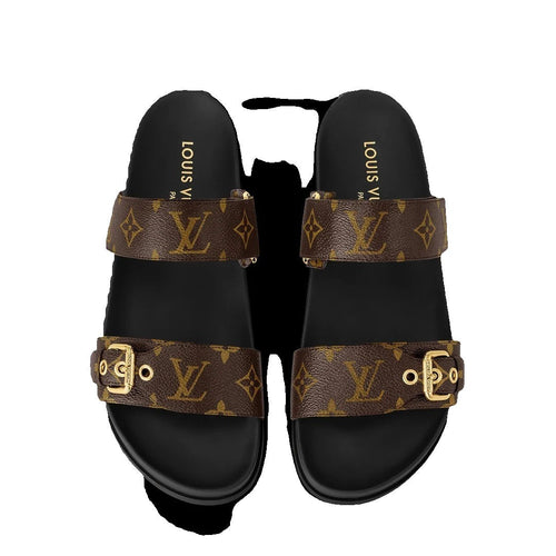 Louis Vuitton Patent Monogram Bom Dia Flat Mule Sandal - Brown Monogram