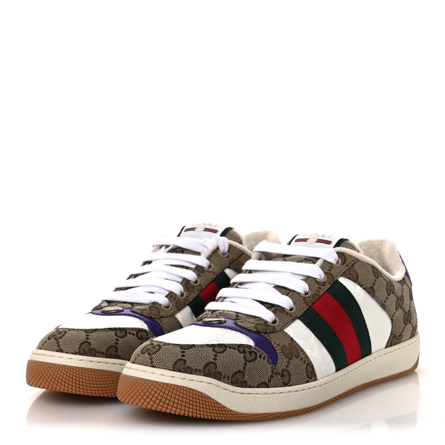 CALFSKIN LAME GG MONOGRAM WEB MENS SCREENER SNEAKERS