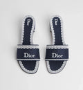 DIOR DENTELLE HEELED SLIDE NAVY BLUE