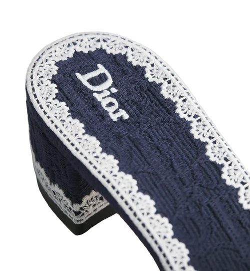 DIOR DENTELLE HEELED SLIDE NAVY BLUE