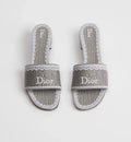 DIOR DENTELLE HEELED SLIDE TRIANON GRAY